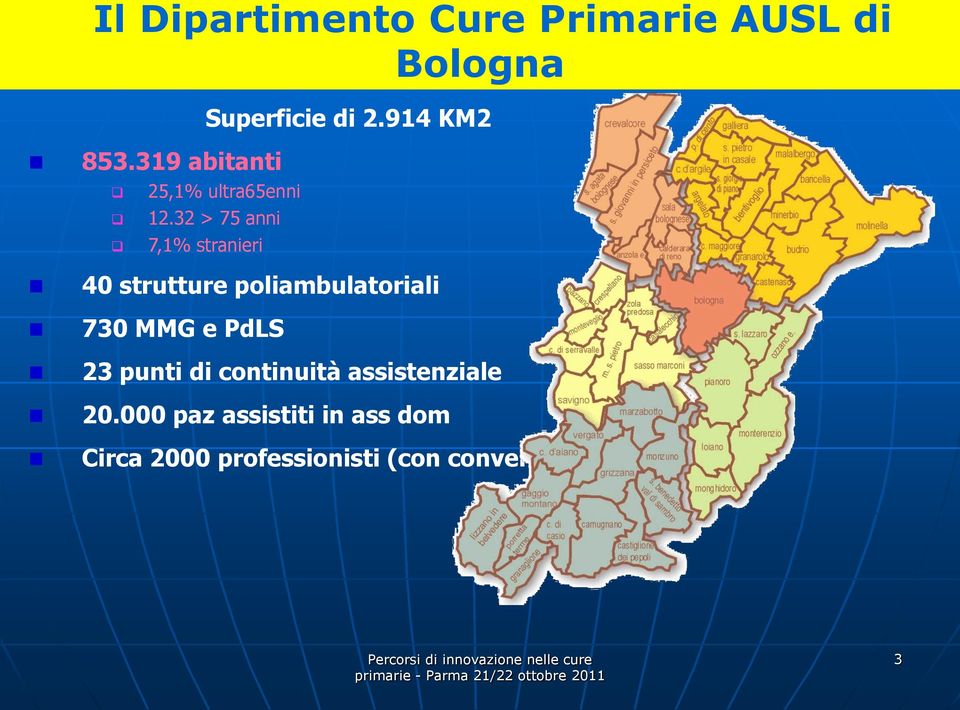 32 > 75 anni 7,1% stranieri 40 strutture poliambulatoriali 730 MMG e PdLS