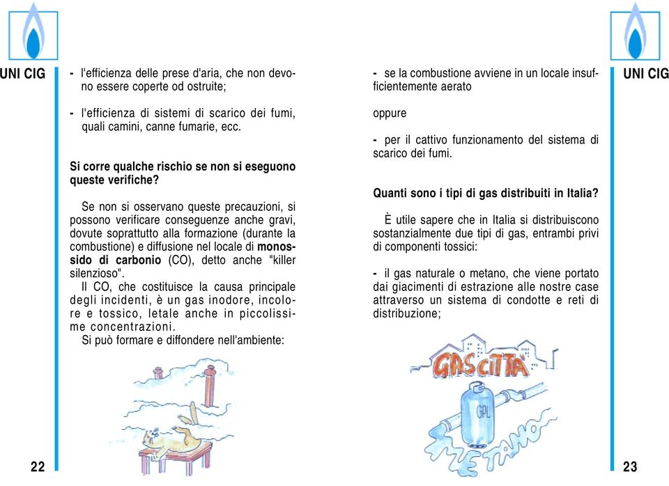 Se non si osservano queste precauzioni, si possono verificare conseguenze anche gravi, dovute soprattutto alla formazione (durante la combustione) e diffusione nel locale di monossido di carbonio