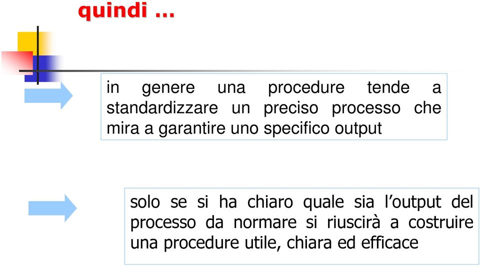 solo se si ha chiaro quale sia l output del processo da