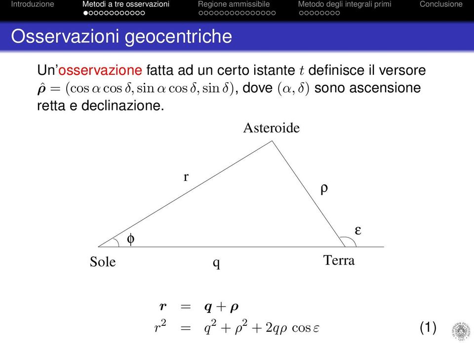 sin δ), dove (α, δ) sono ascensione retta e declinazione.