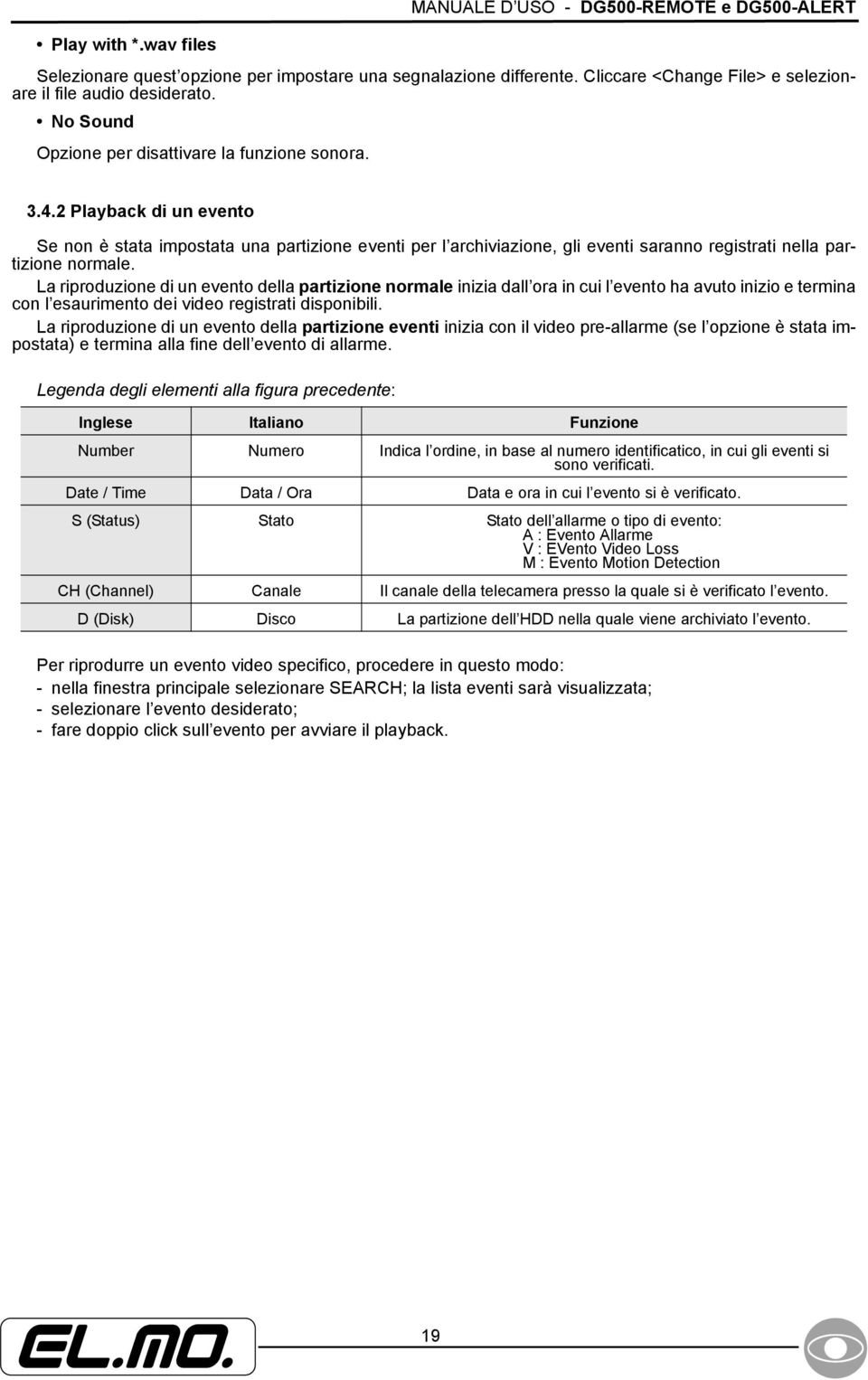 2 Playback di un evento Se non è stata impostata una partizione eventi per l archiviazione, gli eventi saranno registrati nella partizione normale.