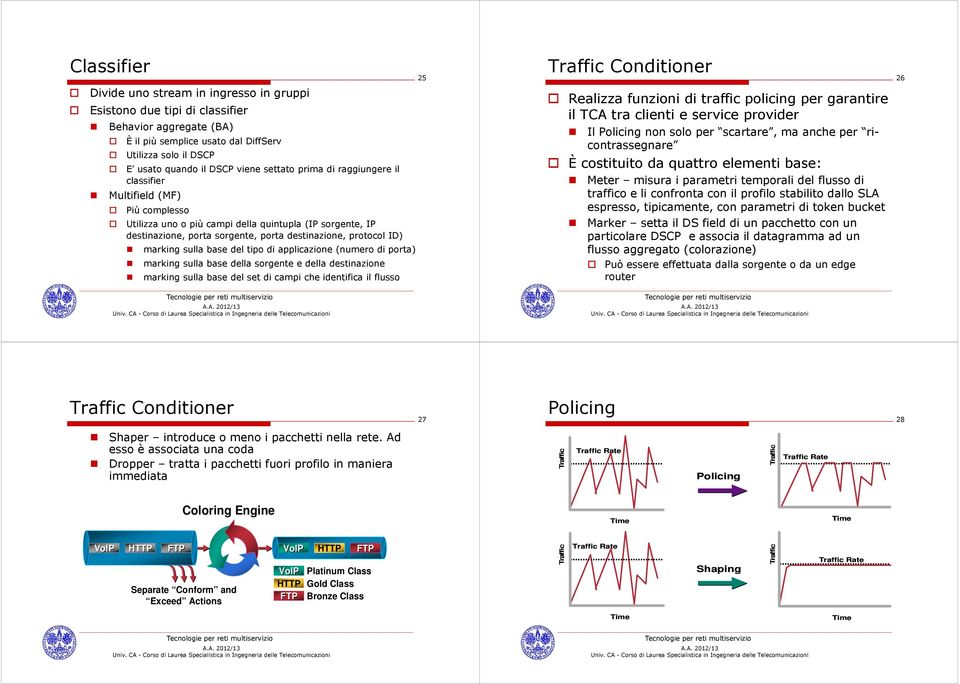 marking sulla base del tipo di applicazione (numero di porta) marking sulla base della sorgente e della destinazione marking sulla base del set di campi che identifica il flusso 25 Traffic