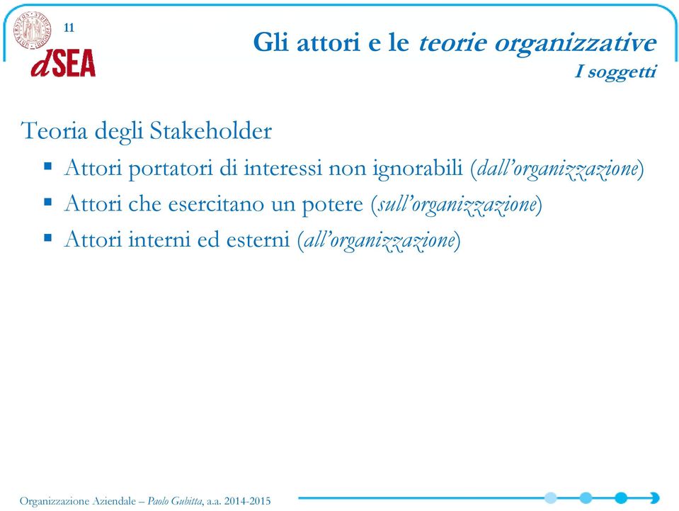 organizzazione) Attori che esercitano un potere