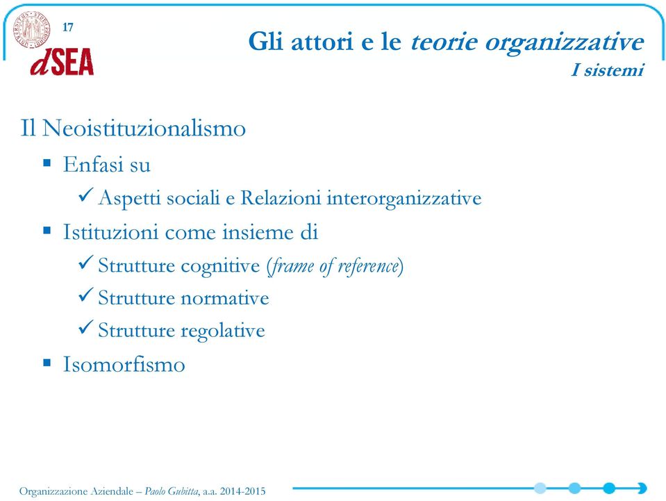 Istituzioni come insieme di Strutture cognitive