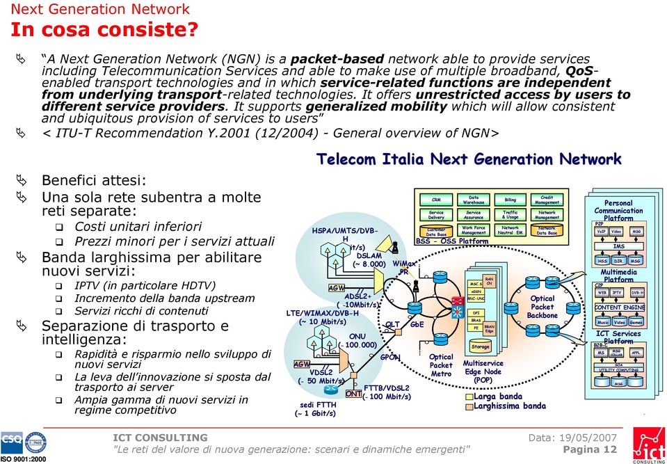 and in which service-related functions are independent from underlying transport-related technologies. It offers unrestricted access by users to different service providers.