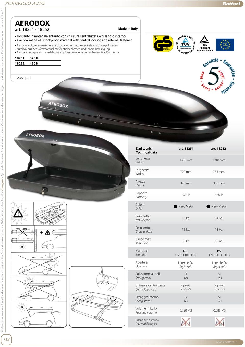 Box pour voiture en materiel antichoc avec fermeture centrale et ablocage interieur Autobox aus Stossfestmaterial mit Zentralschliessen und innere Befestigung Box para la coque en material contra