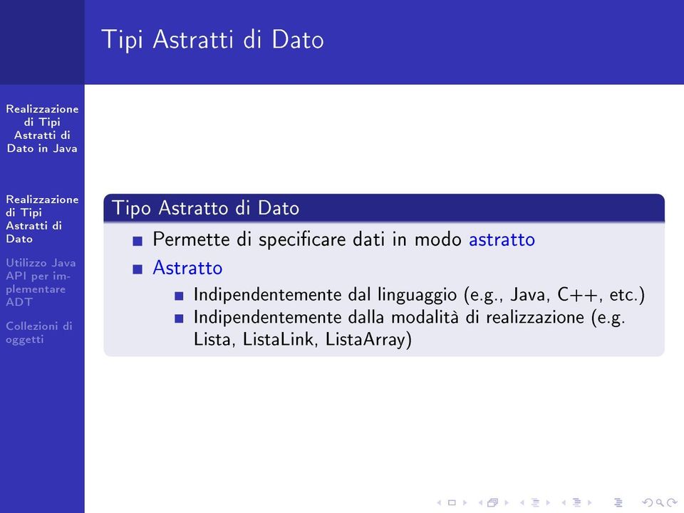 linguaggio (e.g., Java, C++, etc.