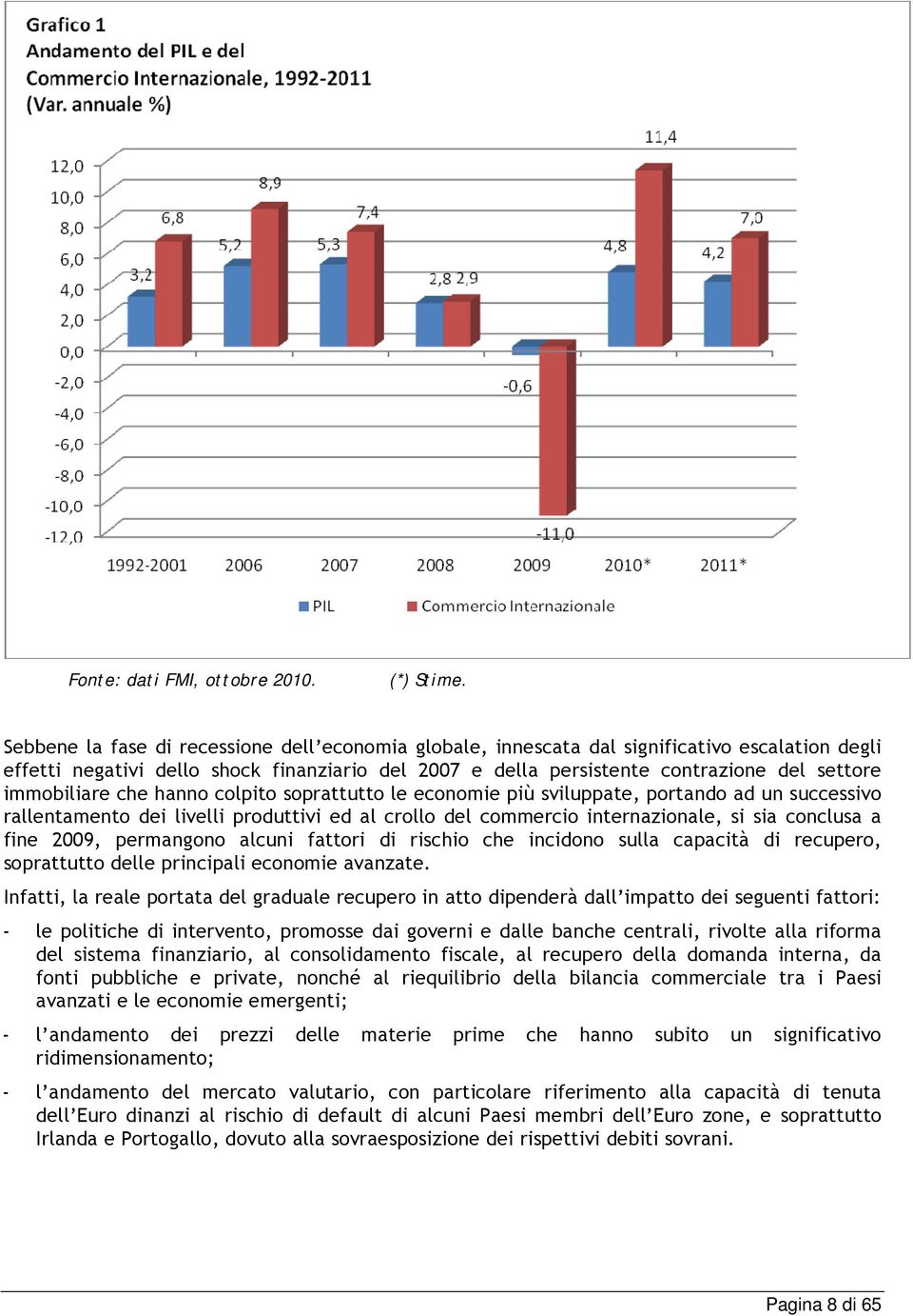 immobiliare che hanno colpito soprattutto le economie più sviluppate, portando ad un successivo rallentamento dei livelli produttivi ed al crollo del commercio internazionale, si sia conclusa a fine