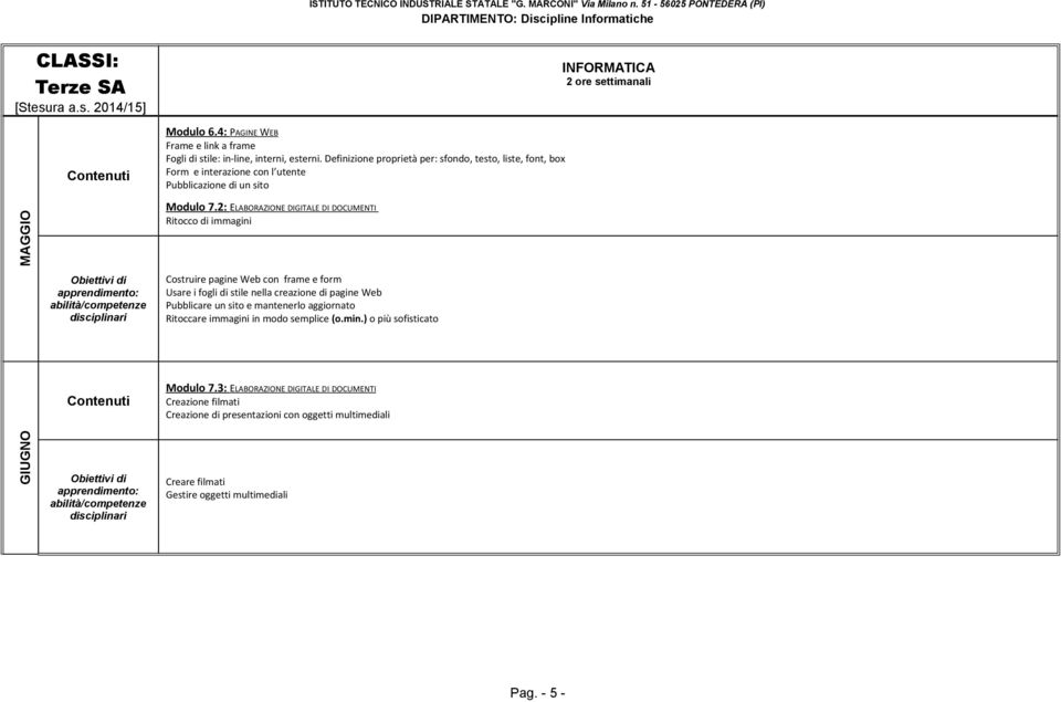 2: ELABORAZIONE DIGITALE DI DOCUMENTI Ritocco di immagini Costruire pagine Web con frame e form Usare i fogli di stile nella creazione di pagine Web Pubblicare un