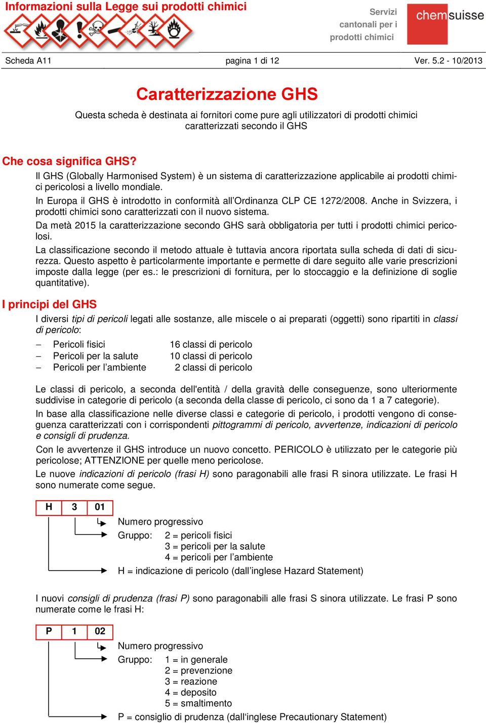 Il GHS (Globally Harmonised System) è un sistema di caratterizzazione applicabile ai prodotti chimici pericolosi a livello mondiale.