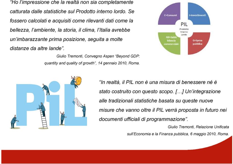 lande. Giulio Tremonti, Convegno Aspen Beyond GDP: quantity and quality of growth, 14 gennaio 2010, Roma.