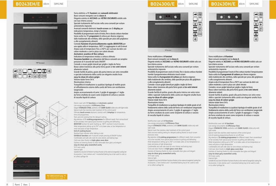 visibile solo con luce interna accesa Speciale trattamento dell acciaio nella zona comandi per evitare antiestetiche impronte Avanzati comandi elettronici touch-screen con display per indicazione