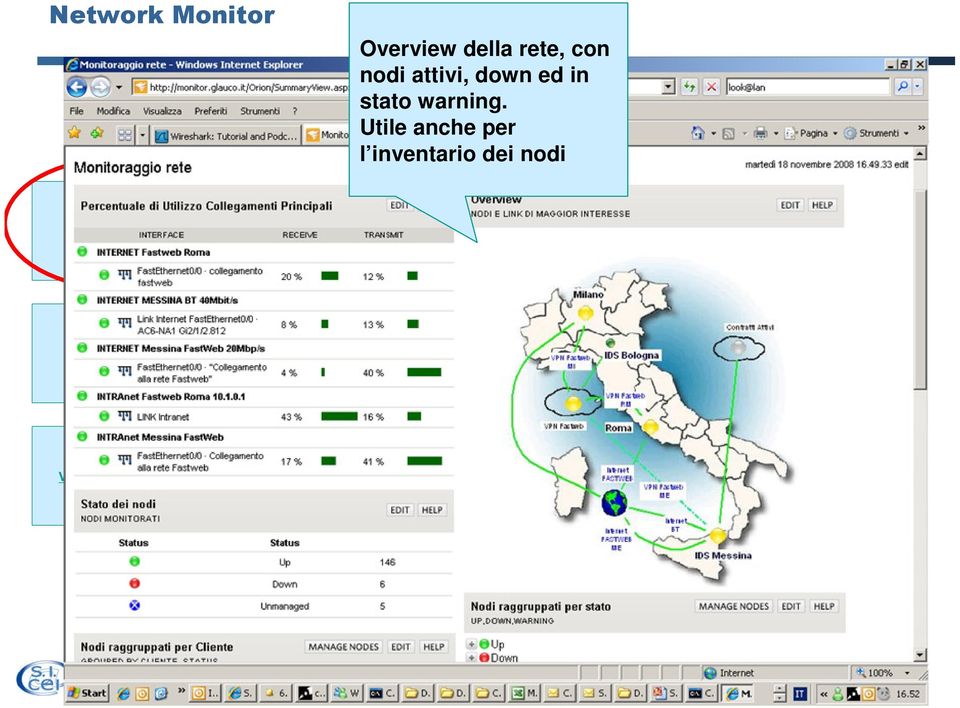 Network Management l inventario Protocol) dei nodi Diverse soluzioni sia commerciali che open source Demo