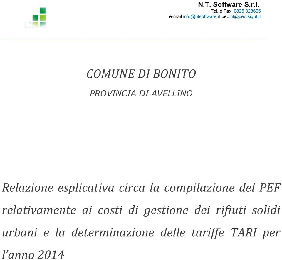 PEF relativamente ai costi di gestione dei rifiuti solidi