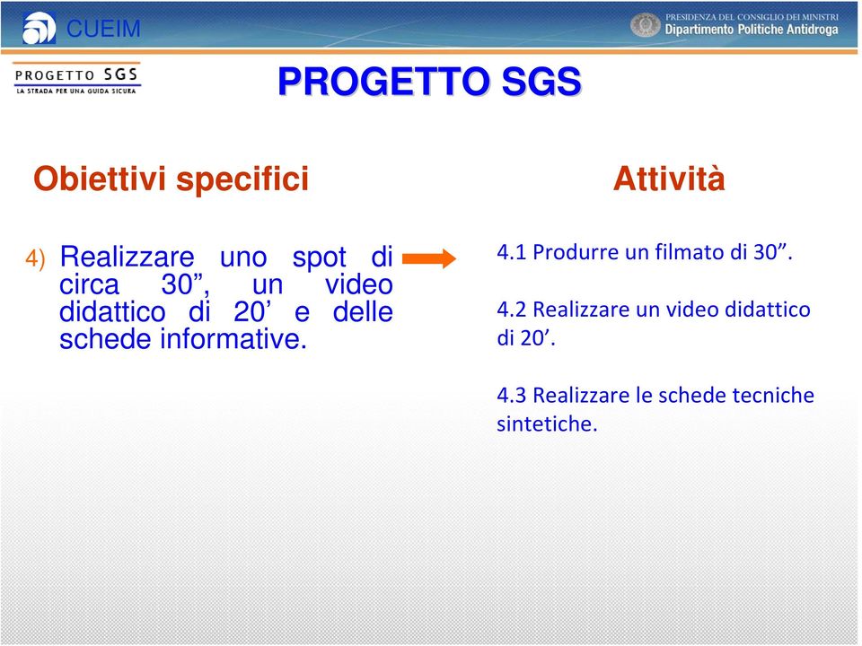 Attività 4.1 Produrre un filmato di 30. 4.2 Realizzare un video didattico di 20.