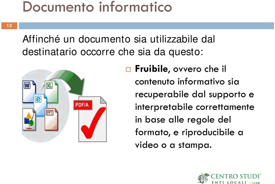 contenuto informativo sia recuperabile dal supporto e interpretabile