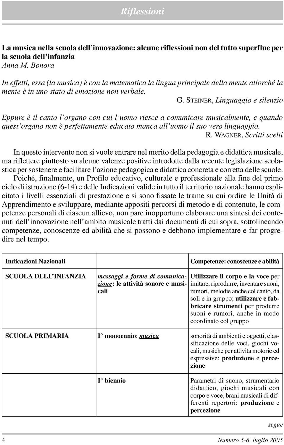 STEINER, Linguaggio e silenzio Eppure è il canto l organo con cui l uomo riesce a comunicare musicalmente, e quando quest organo non è perfettamente educato manca all uomo il suo vero linguaggio. R.