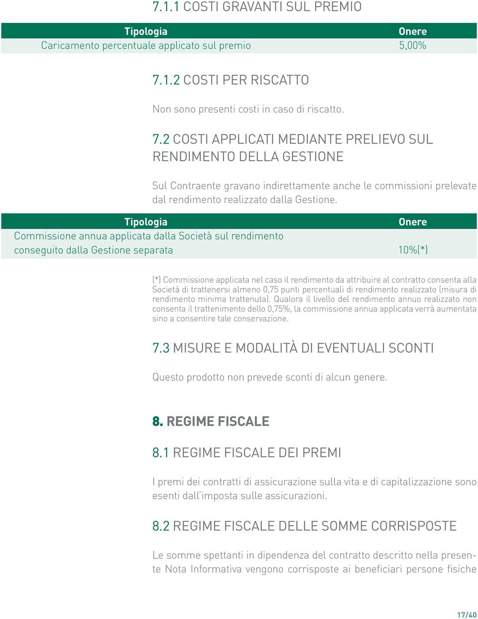 2 Costi applicati mediante prelievo sul rendimento della Gestione Sul Contraente gravano indirettamente anche le commissioni prelevate dal rendimento realizzato dalla Gestione.