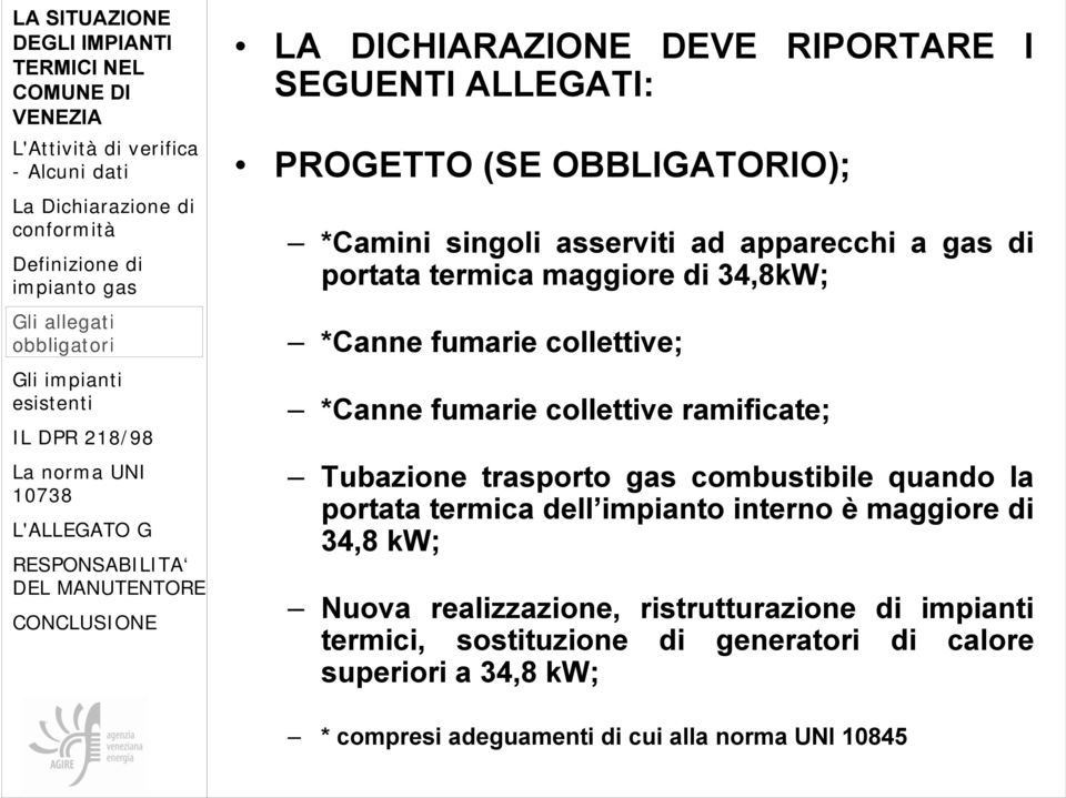 gas combustibile quando la portata termica dell impianto interno è maggiore di 34,8 kw; Nuova realizzazione, ristrutturazione