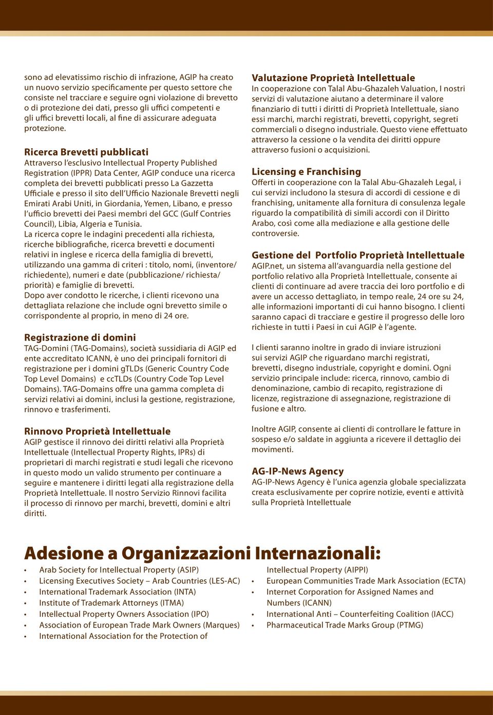 Ricerca Brevetti pubblicati Attraverso l esclusivo Intellectual Property Published Registration (IPPR) Data Center, AGIP conduce una ricerca completa dei brevetti pubblicati presso La Gazzetta