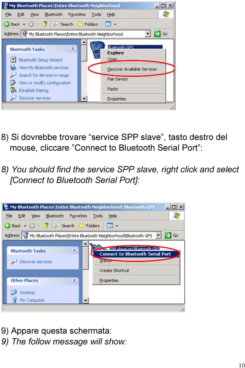 service SPP slave, right click and select [Connect to Bluetooth