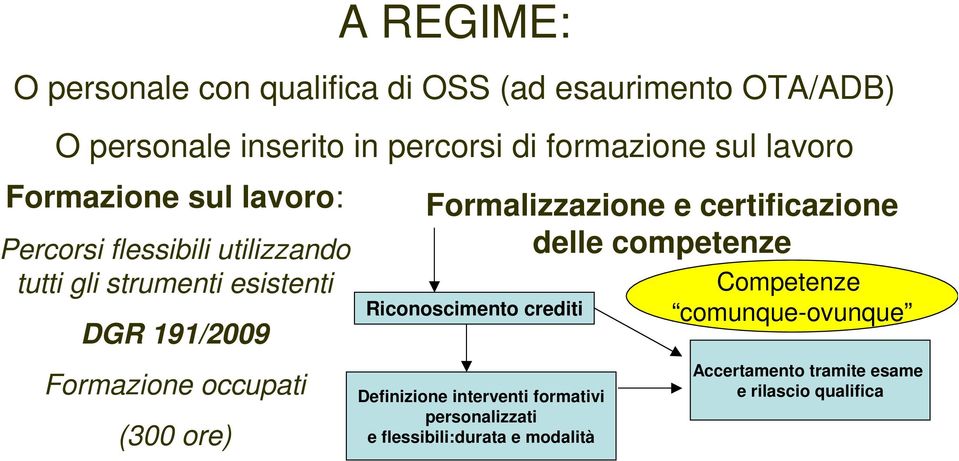 e certificazione delle competenze Riconoscimento crediti Competenze comunque-ovunque Formazione occupati (300 ore)