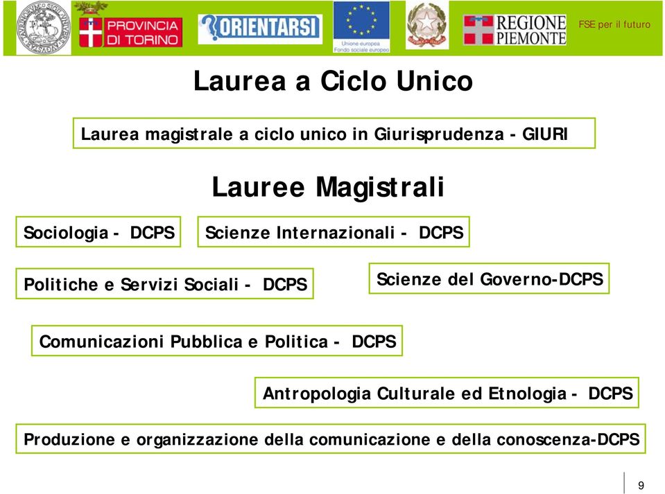 DCPS Scienze del Governo-DCPS Comunicazioni Pubblica e Politica - DCPS Antropologia