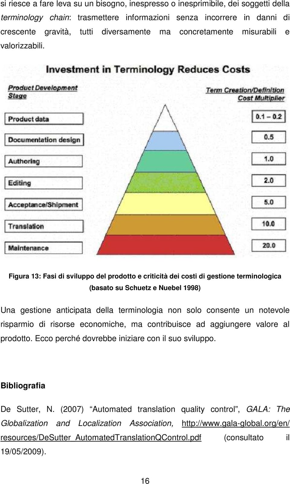 Figura 13: Fasi di sviluppo del prodotto e criticità dei costi di gestione terminologica (basato su Schuetz e Nuebel 1998) Una gestione anticipata della terminologia non solo consente un notevole