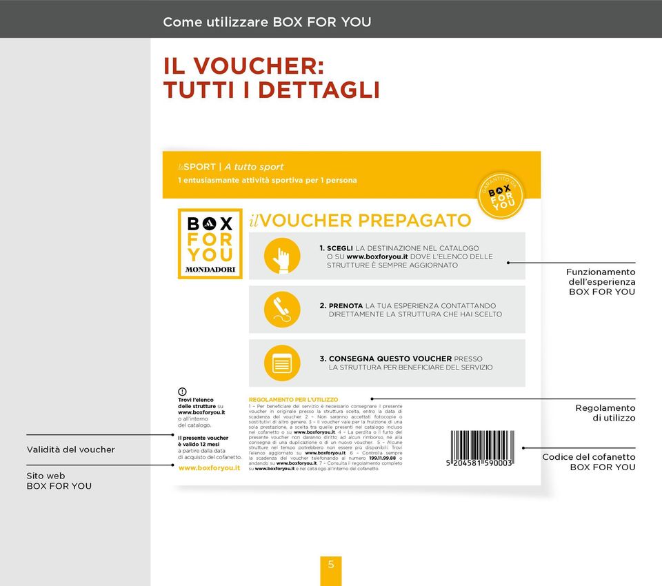 PRENOTA LA TUA ESPERIENZA CONTATTANDO DIRETTAMENTE LA STRUTTURA CHE HAI SCELTO Funzionamento dell esperienza box for you 3.