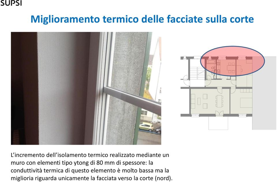 di 80 mm di spessore: la conduttività termica di questo elemento è