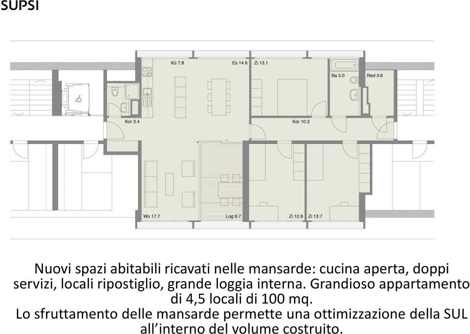 Grandioso appartamento di 4,5 locali di 100 mq.