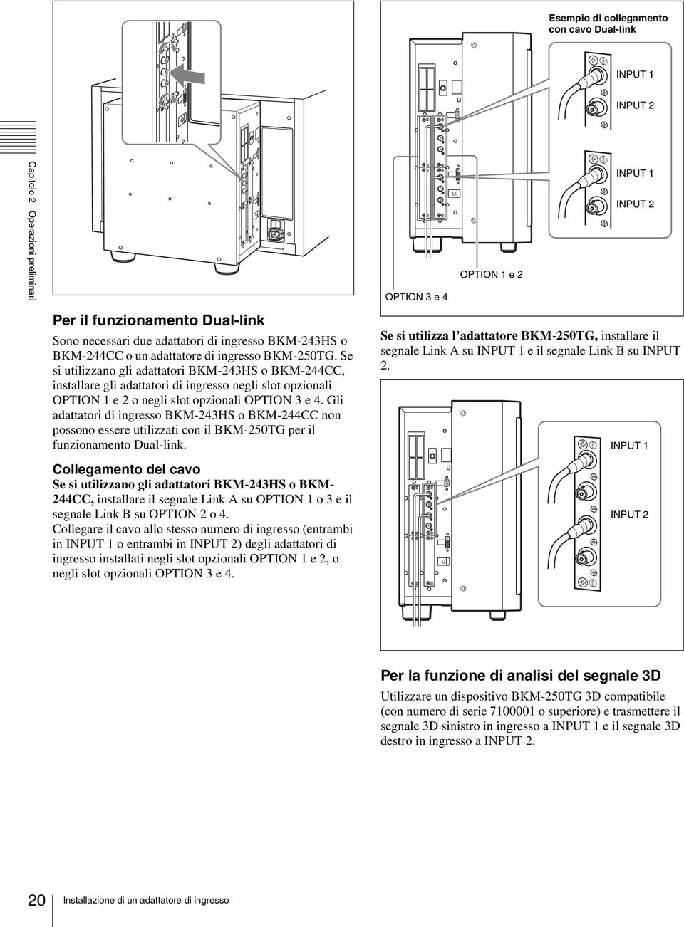 Gli dtttori di ingresso BKM-243HS o BKM-244CC non possono essere utilizzti con il BKM-250TG per il funzionmento Dul-link.