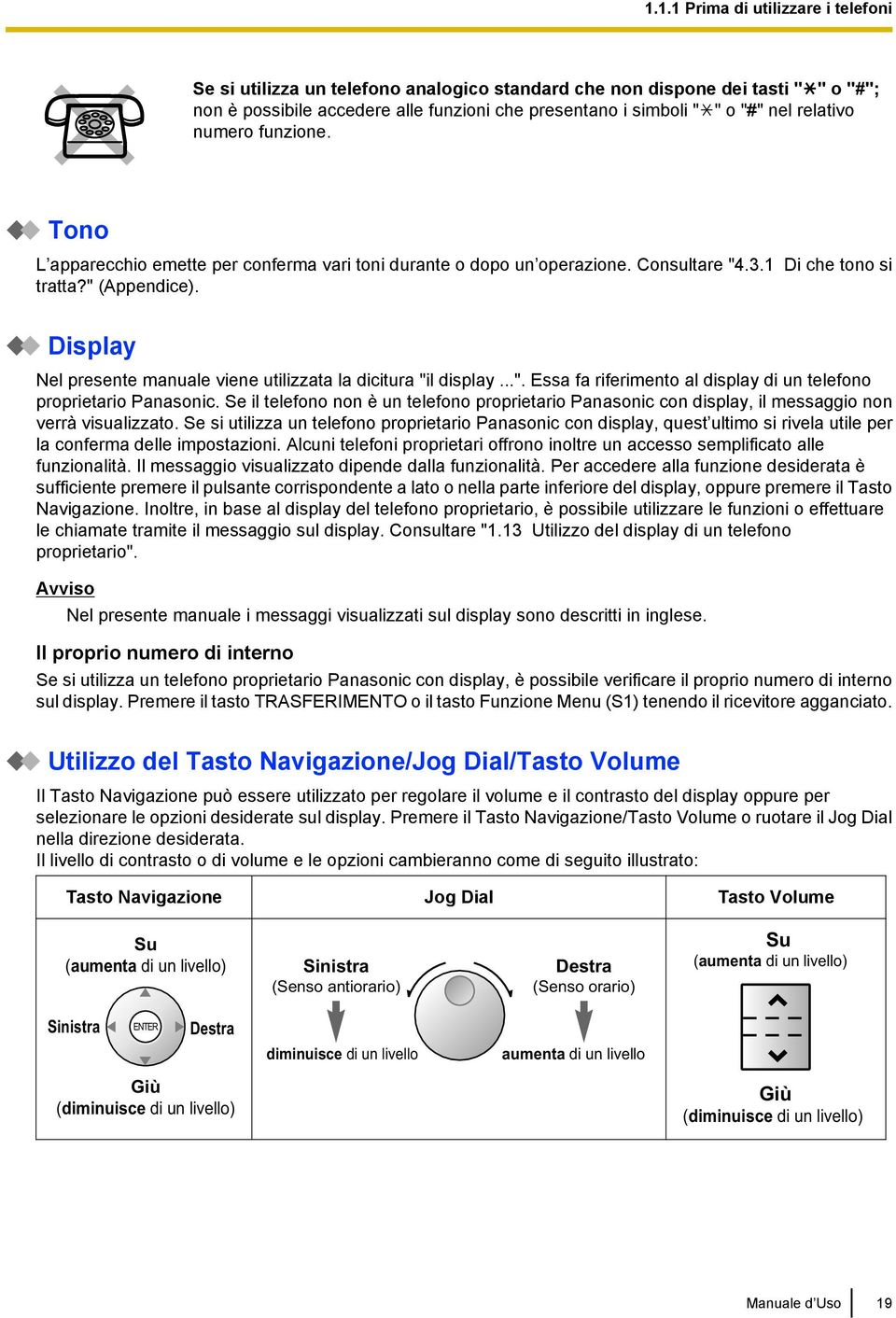 Display Nel presente manuale viene utilizzata la dicitura "il display...". Essa fa riferimento al display di un telefono proprietario Panasonic.