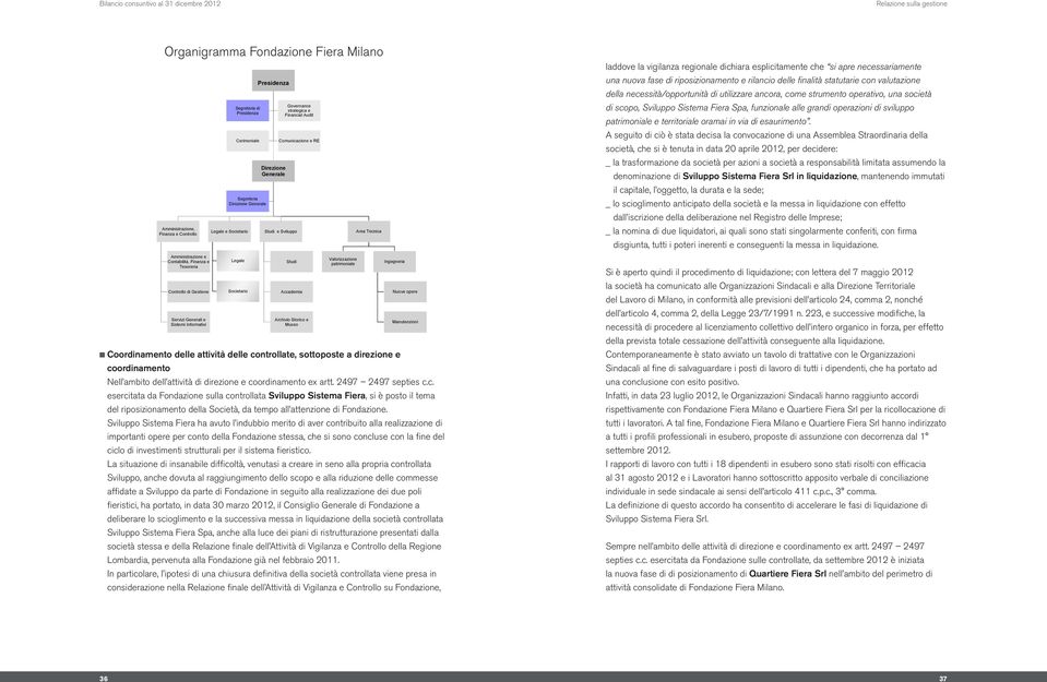 Societario Legale Societario Presidenza Direzione Generale Studi e Sviluppo Governance strategica e Financial Audit Comunicazione e RE Nell ambito dell attività di direzione e coordinamento ex artt.