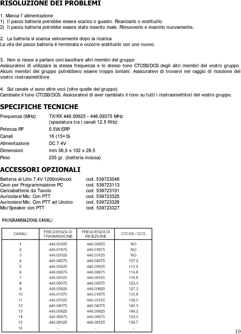 Non si riesce a parlare con/ascoltare altri membri del gruppo Assicuratevi di utilizzare la stessa frequenza e lo stesso tono CTCSS/DCS degli altri membri del vostro gruppo.