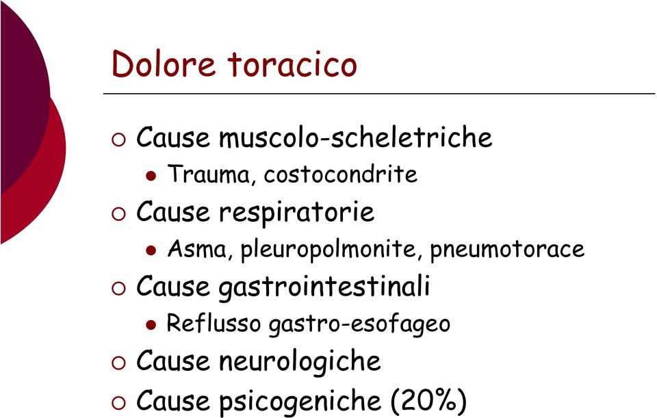 pleuropolmonite, pneumotorace Cause