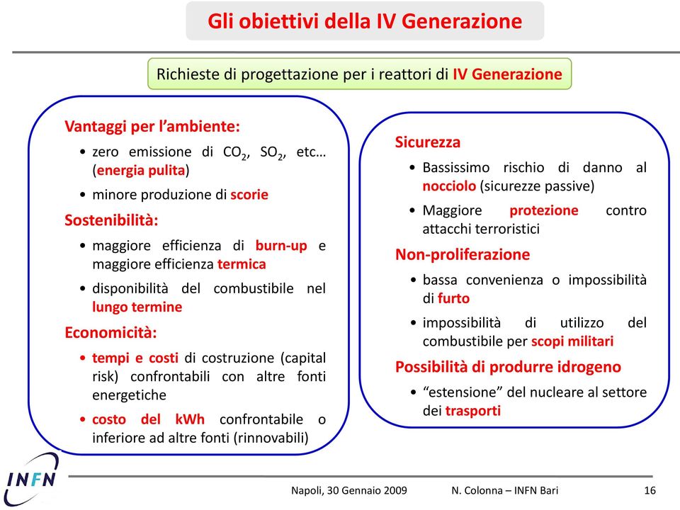 con altre fonti energetiche costo del kwh confrontabile o inferiore ad altre fonti (rinnovabili) Sicurezza Bassissimo rischio di danno al nocciolo (i (sicurezze passive) Maggiore protezione contro