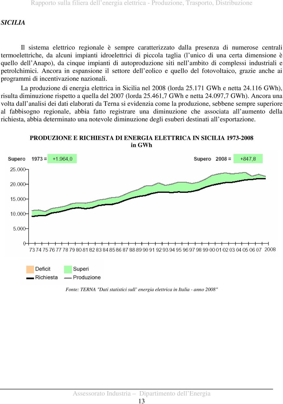 Ancora in espansione il settore dell eolico e quello del fotovoltaico, grazie anche ai programmi di incentivazione nazionali. La produzione di energia elettrica in Sicilia nel 2008 (lorda 25.