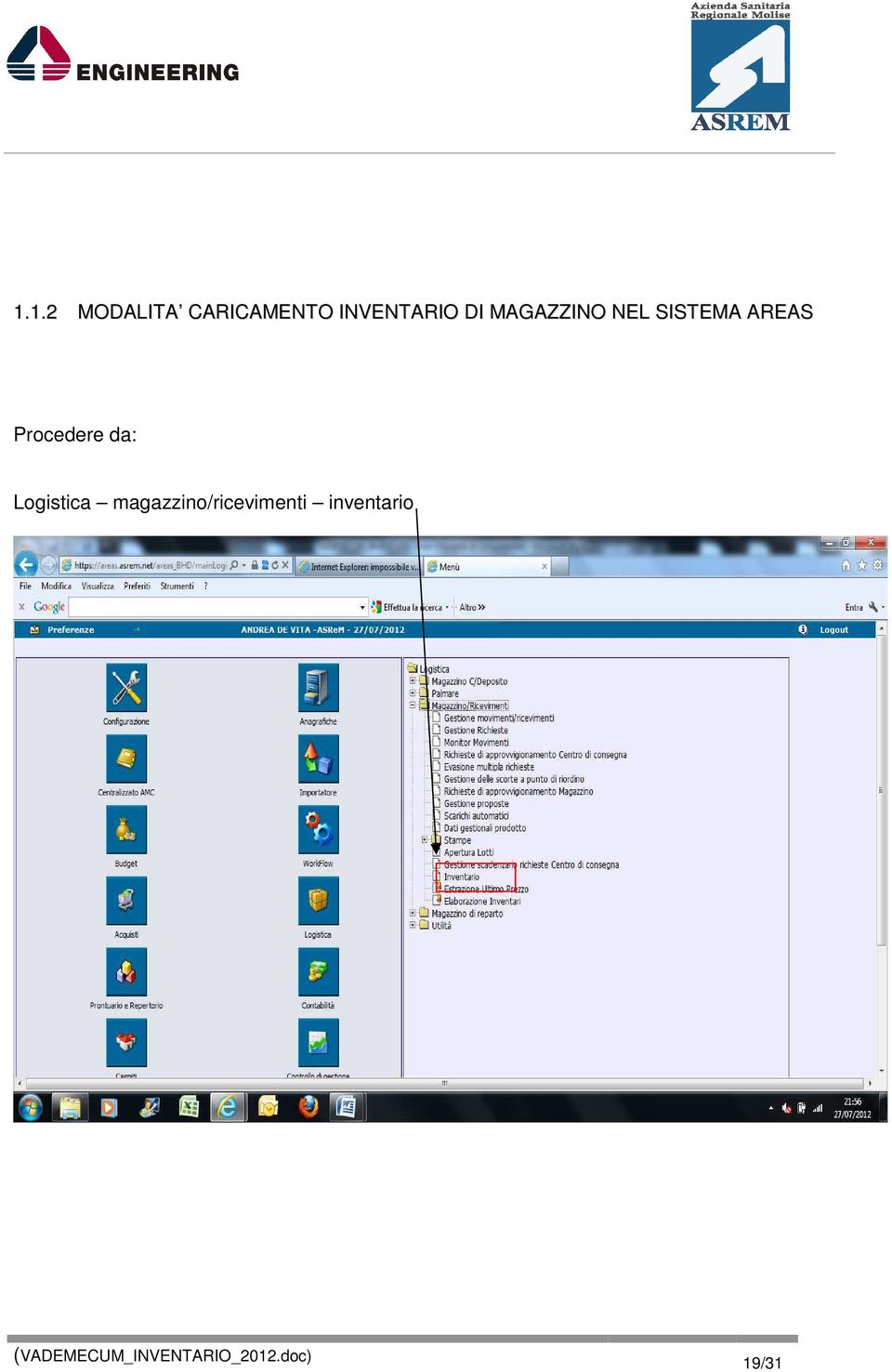 SISTEMA AREAS Procedere da: