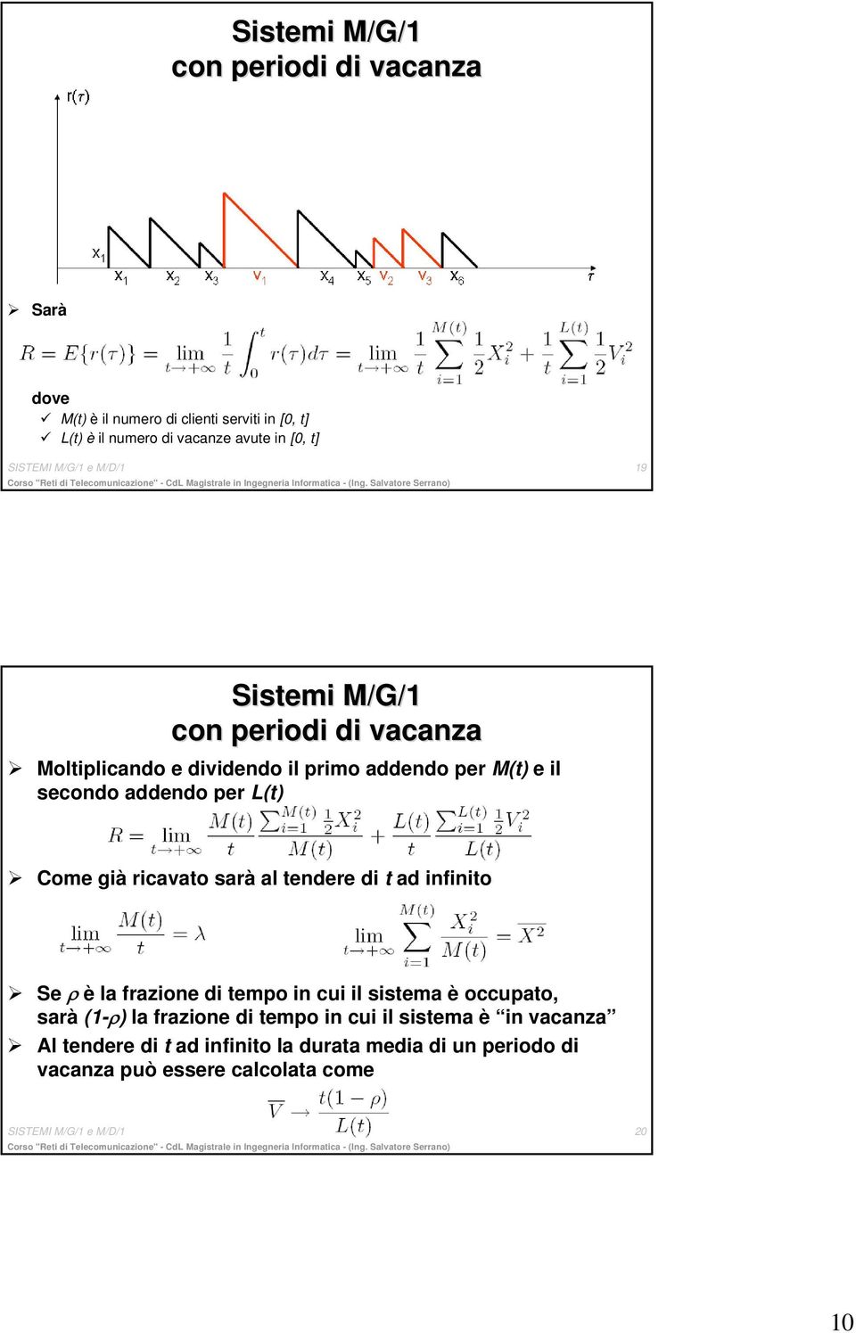 Come già ricavato sarà al tendere di t ad infinito Se ρ è la frazione di tempo in cui il sistema è occupato, sarà (1-ρ) la frazione di tempo in