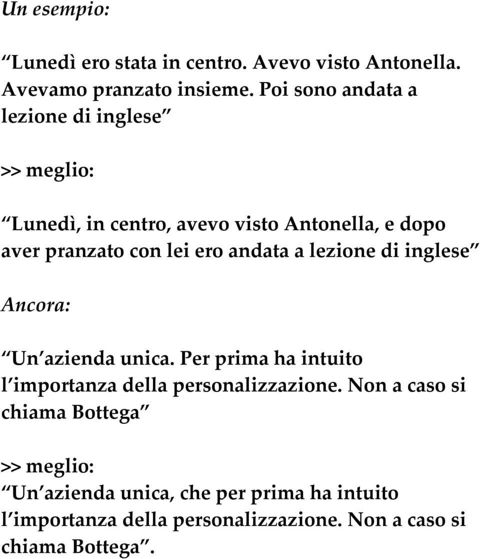 ero andata a lezione di inglese Ancora: Un azienda unica. Per prima ha intuito l importanza della personalizzazione.