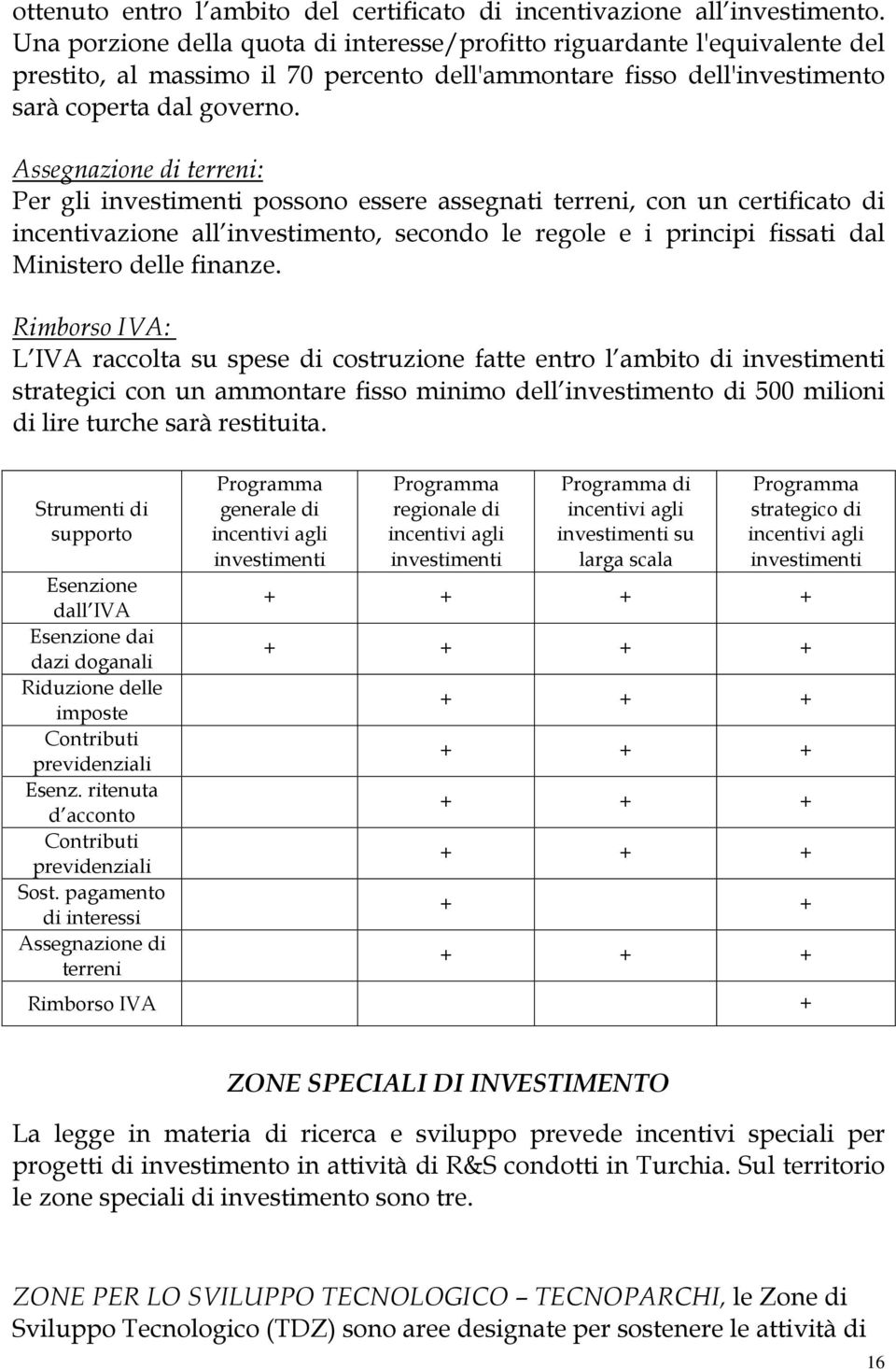 Assegnazione di terreni: Per gli investimenti possono essere assegnati terreni, con un certificato di incentivazione all investimento, secondo le regole e i principi fissati dal Ministero delle