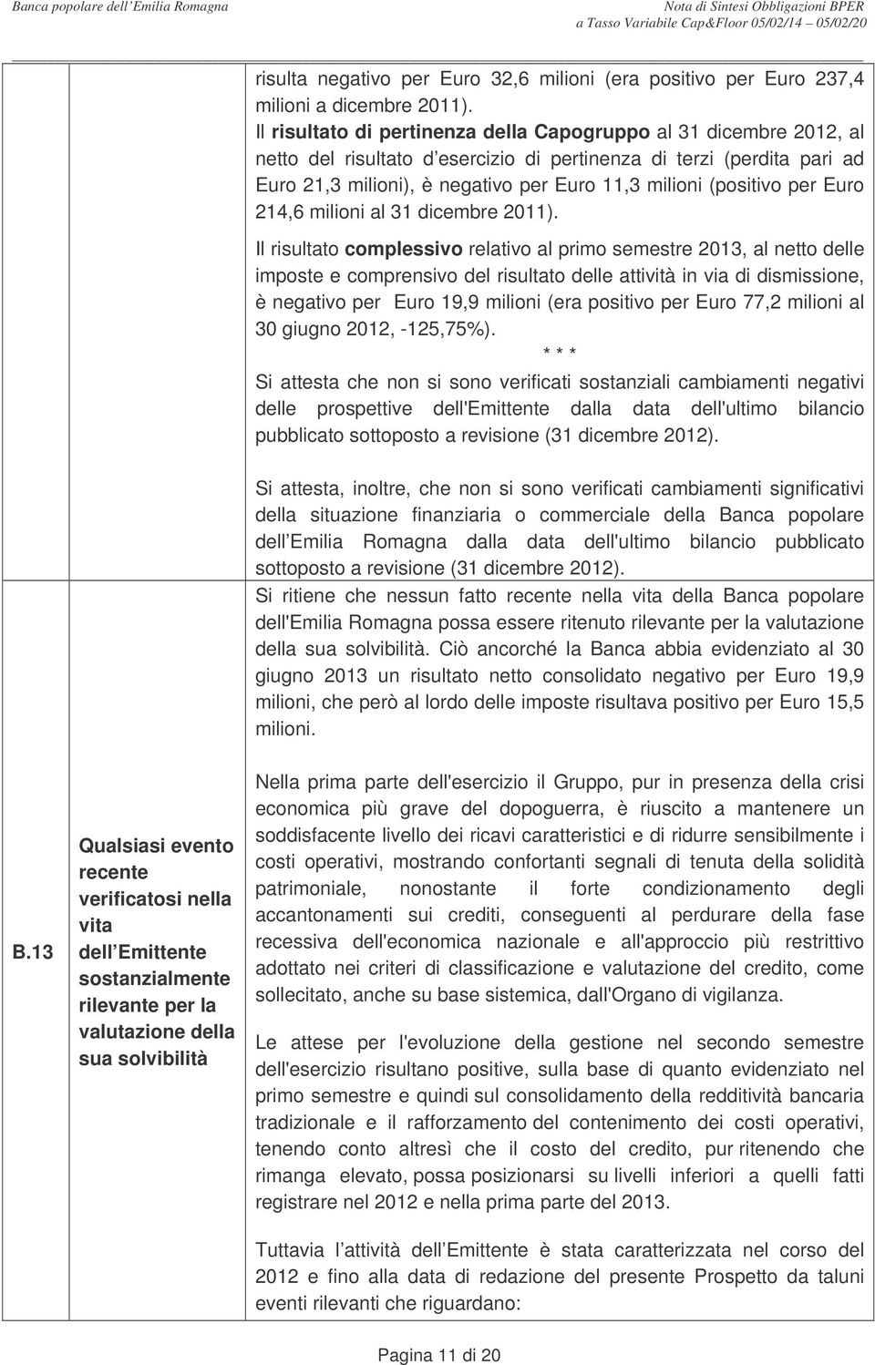 (positivo per Euro 214,6 milioni al 31 dicembre 2011).