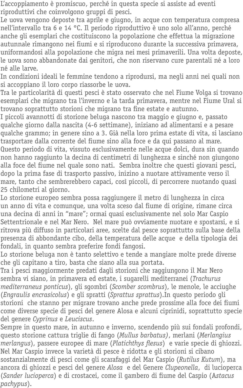 Il periodo riproduttivo è uno solo all anno, perché anche gli esemplari che costituiscono la popolazione che effettua la migrazione autunnale rimangono nei fiumi e si riproducono durante la