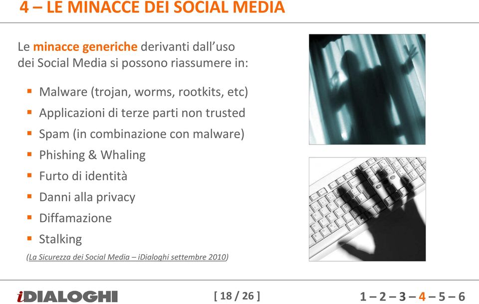 trusted Spam (in combinazione con malware) Phishing & Whaling Furto di identità Danni alla