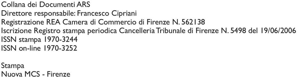 562138 Iscrizione Registro stampa periodica Cancelleria Tribunale di