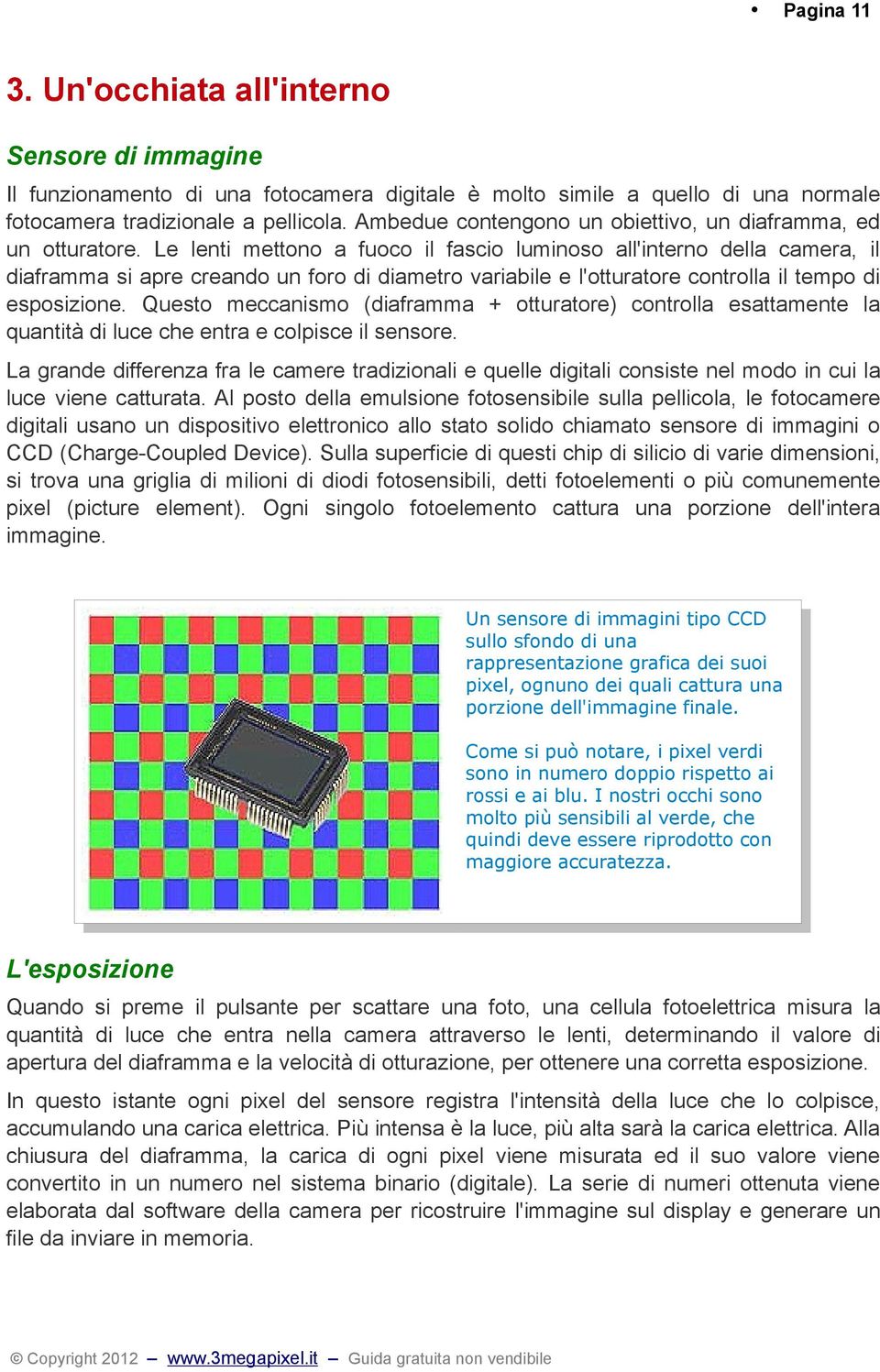 Le lenti mettono a fuoco il fascio luminoso all'interno della camera, il diaframma si apre creando un foro di diametro variabile e l'otturatore controlla il tempo di esposizione.