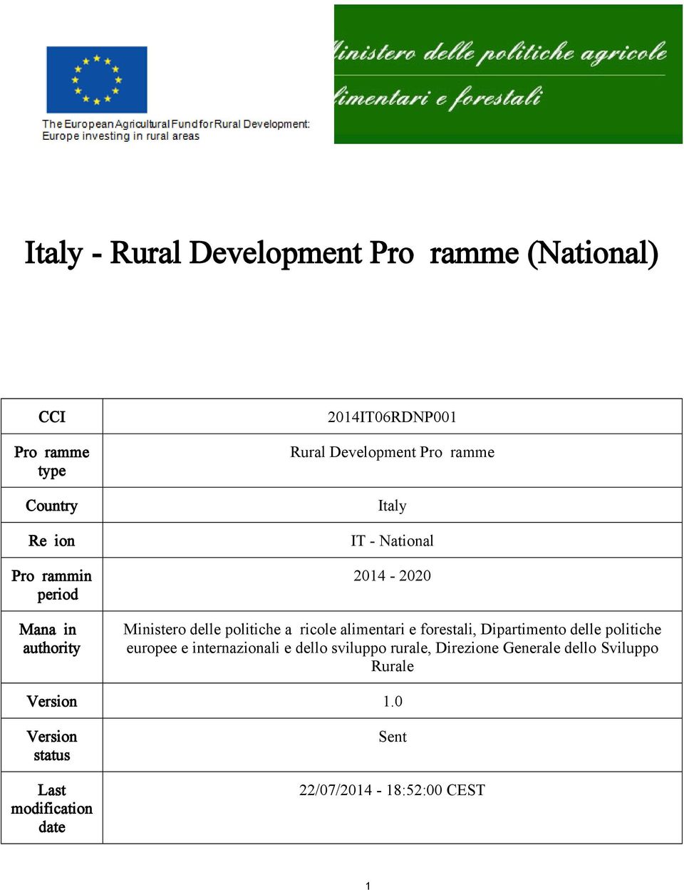 agricole alimentari e forestali, Dipartimento delle politiche europee e internazionali e dello sviluppo rurale,
