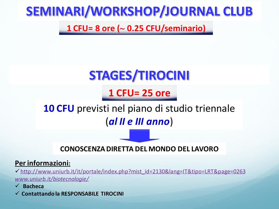 (al II e III anno) CONOSCENZA DIRETTA DEL MONDO DEL LAVORO Per informazioni: http://www.