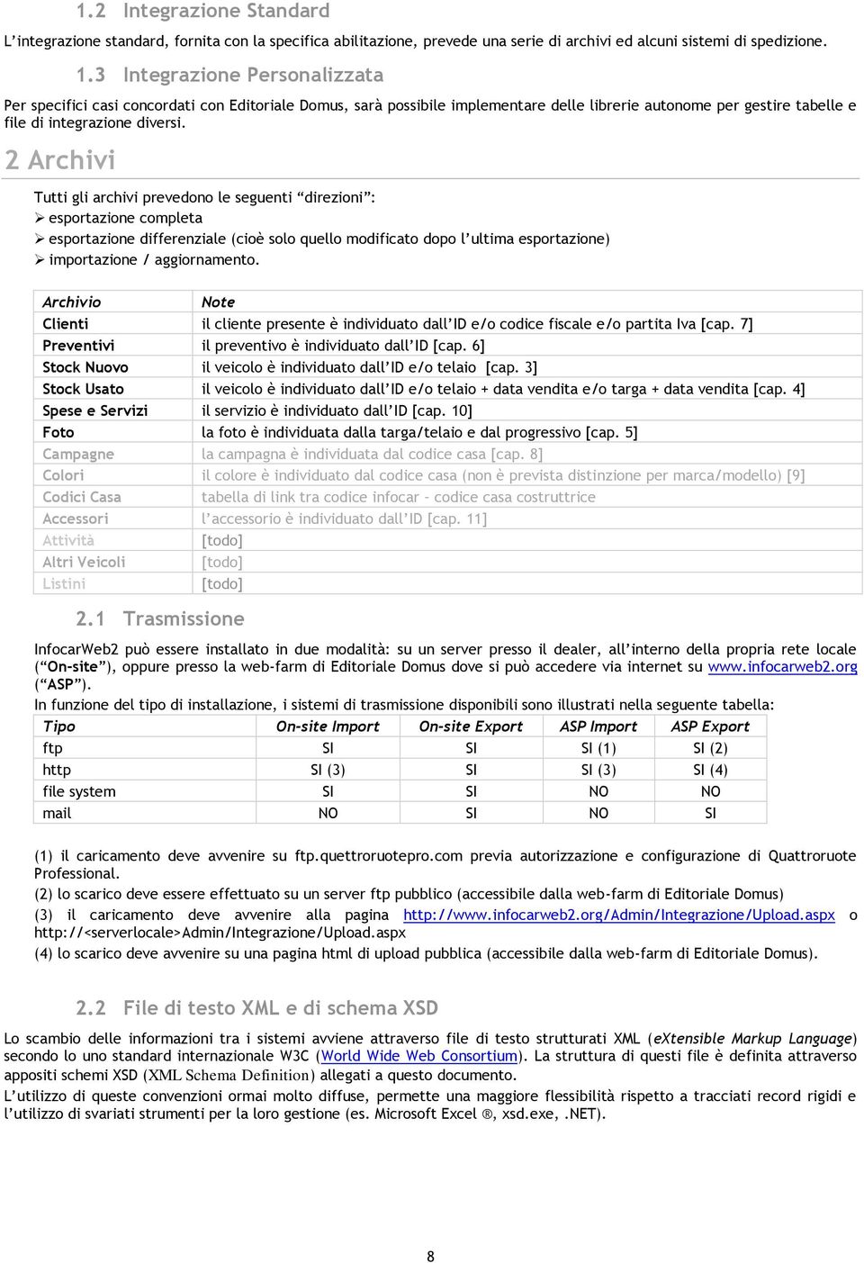 2 Archivi Tutti gli archivi prevedono le seguenti direzioni : esportazione completa esportazione differenziale (cioè solo quello modificato dopo l ultima esportazione) importazione / aggiornamento.